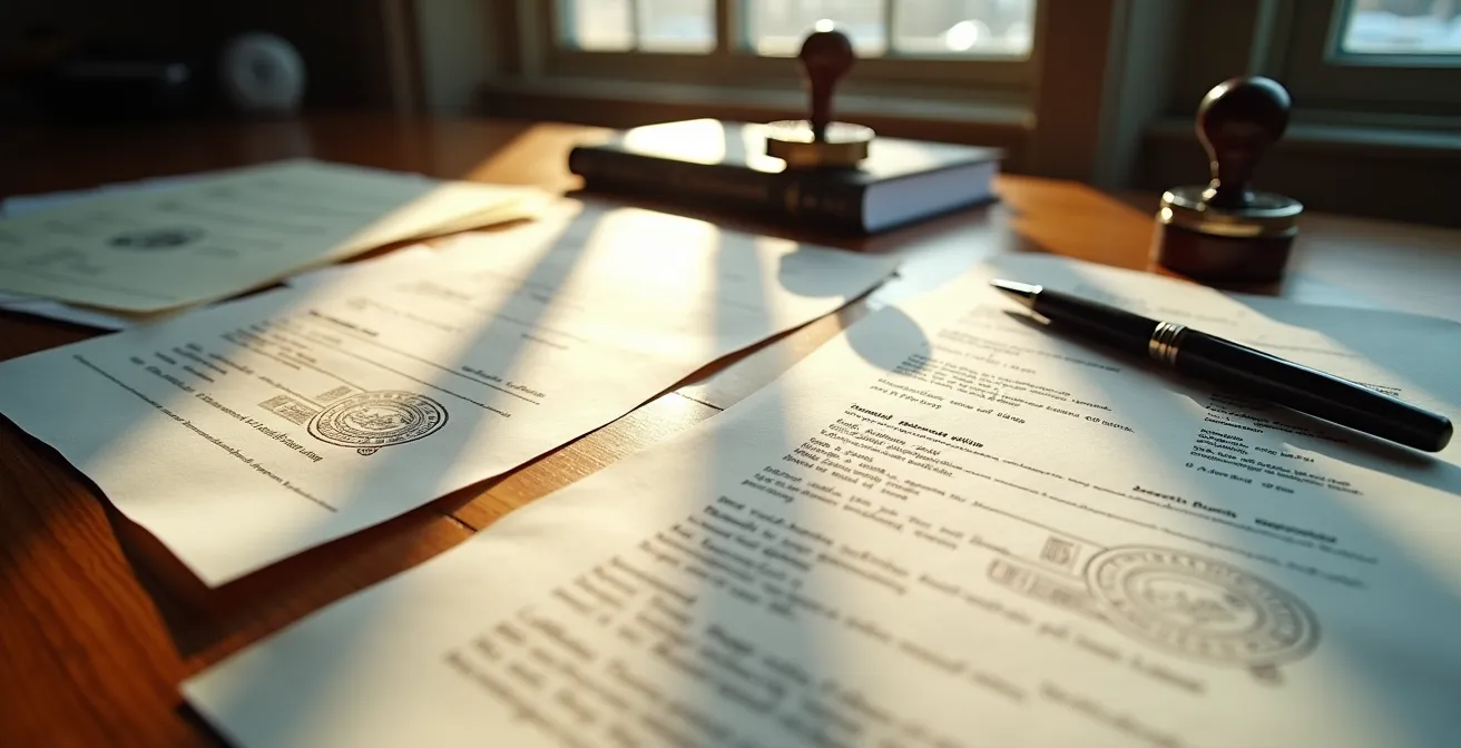 Documenti moto con carta di circolazione e certificati di omologazione su scrivania