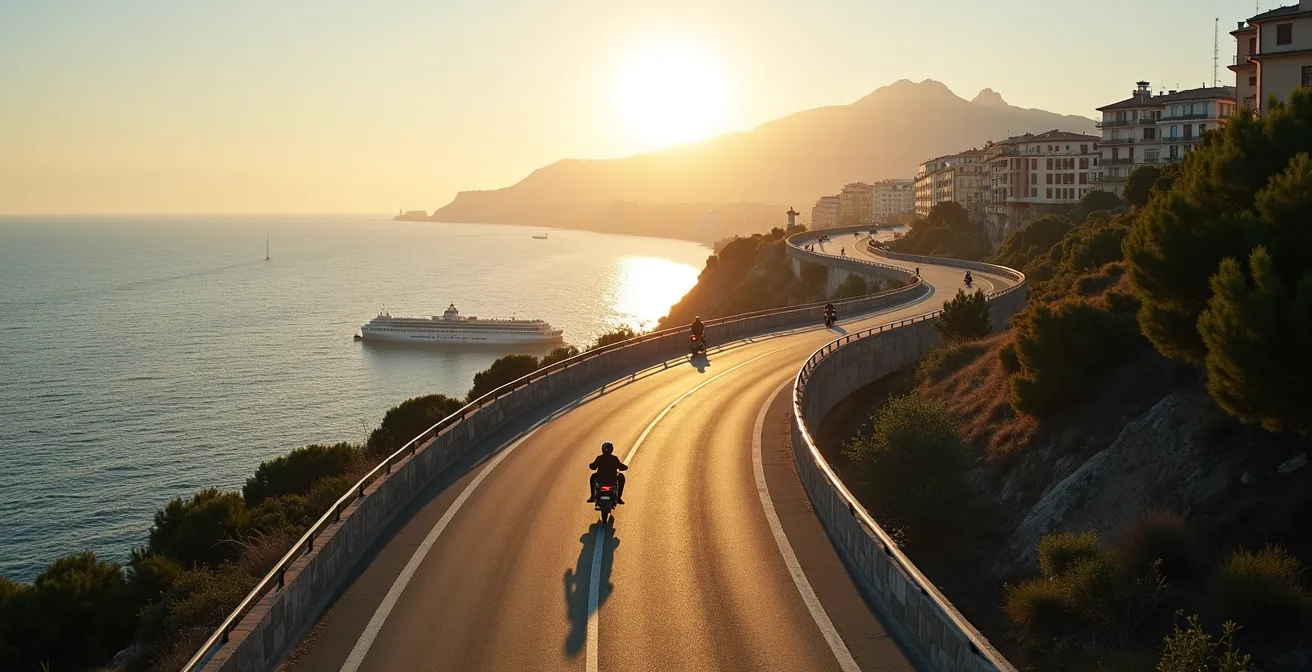 Vista panoramica del percorso motociclistico tra Spaccanapoli e Posillipo