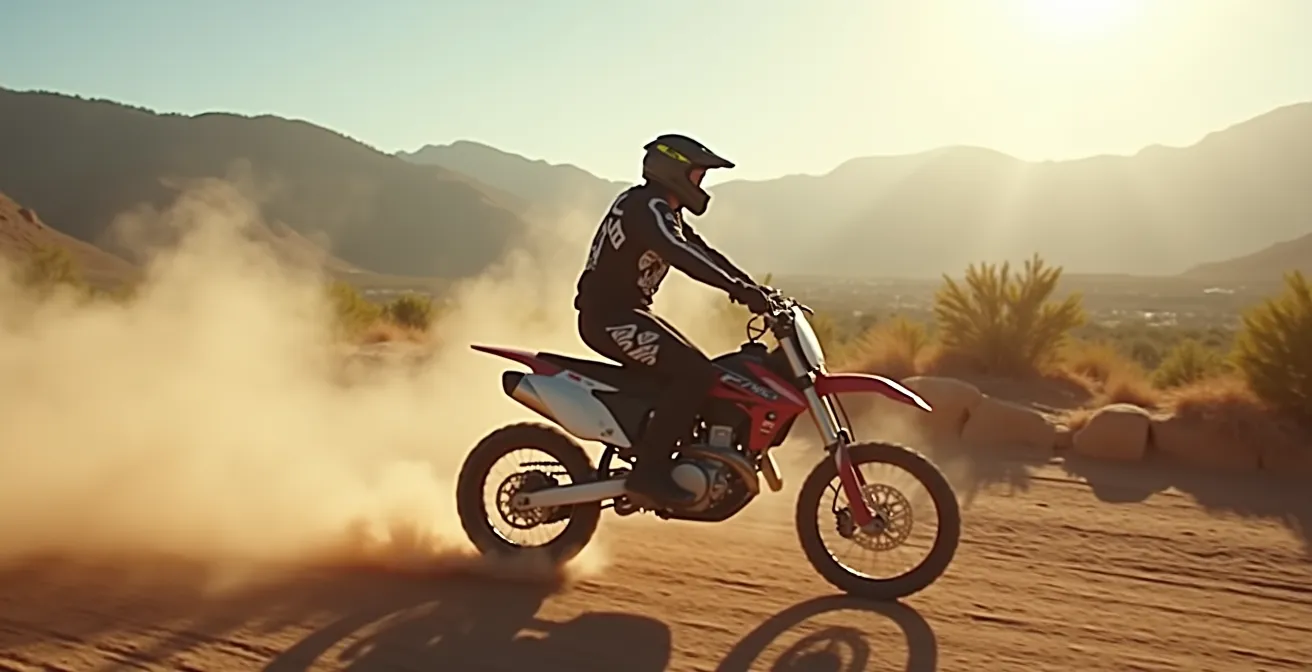 Motociclista che solleva una moto pesante caduta usando la tecnica corretta di schiena