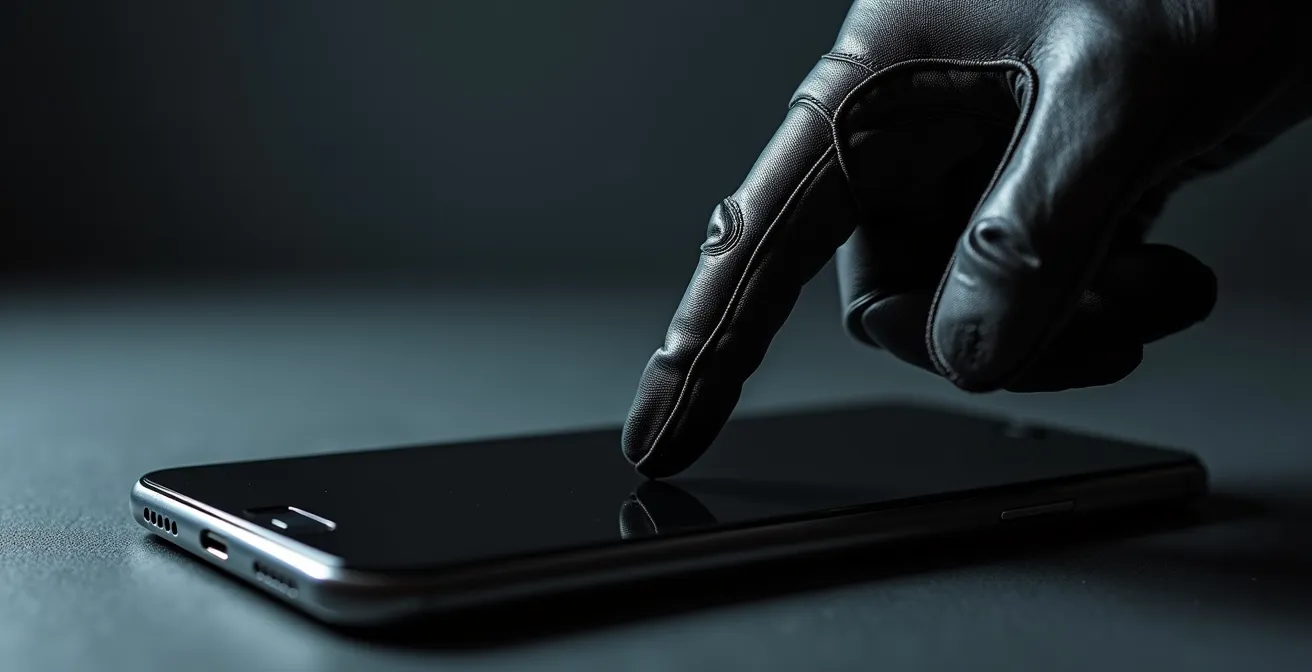 Dettaglio del polpastrello conduttivo di un guanto moto con funzione touchscreen