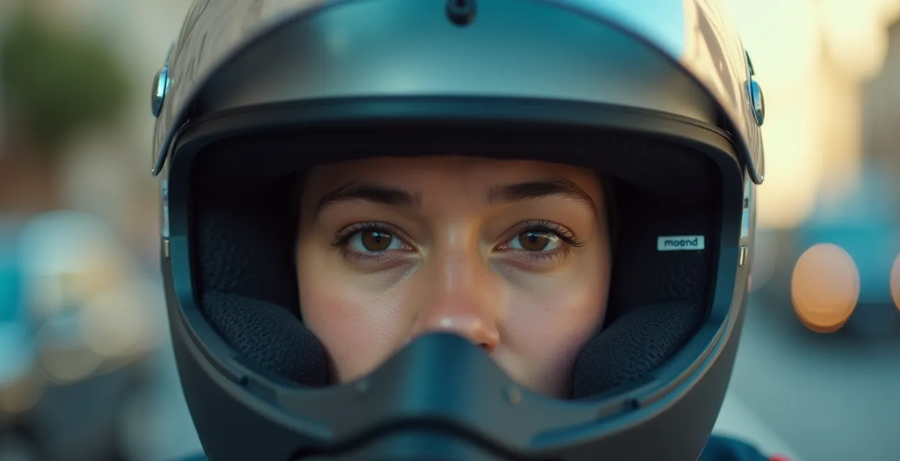 Motociclista che mantiene la calma nel traffico intenso